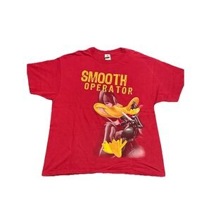 Vintage Looney Tunes Smooth Operator Red XL T Shirt Daffy Duck Six Flags Cartoon